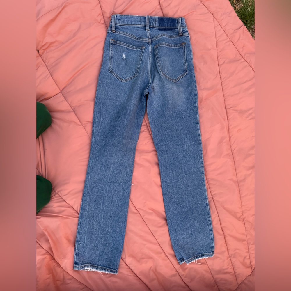 Abercrombie and Fitch Blue Distressed Straight Leg Jeans - Picture 10 of 10